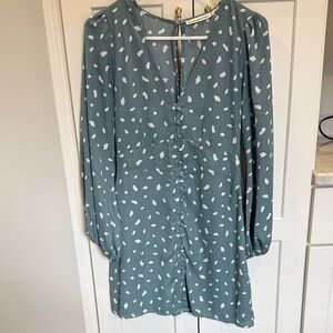 Abercrombie & Fitch Long Sleeve Blue Patterned Dress